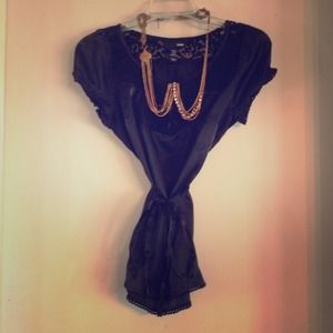 H&M black tie blouse