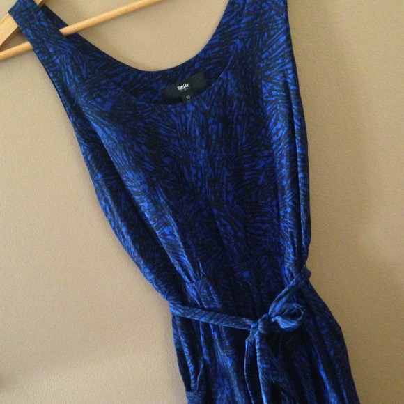 Black and Cobalt Printed Dress