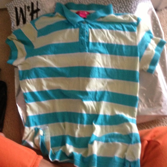 Striped polo style cotton shirt size large
