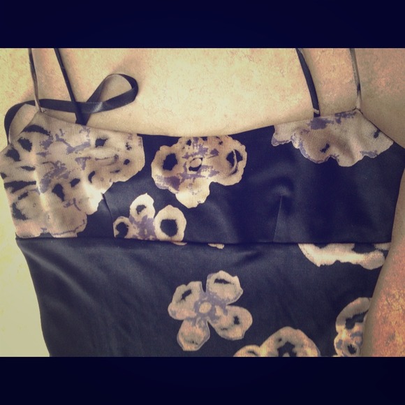 BCBG Silk cocktail dress with flower detail LBD