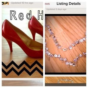 Bundle for @leotaz. red heels and sequin necklace