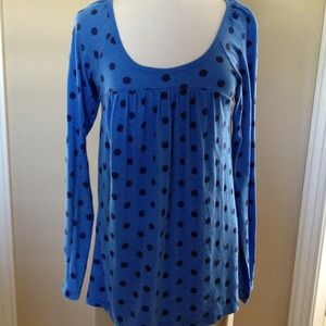 L/S Tee - medium blue w/ navy dots