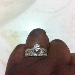 10K Gold Marquis cut .25wt diamond wedding set