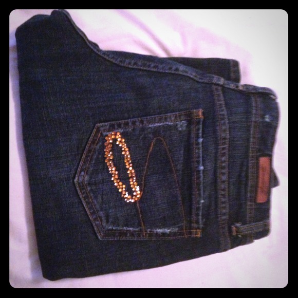 Seven jeans with gold rhinestone pockets