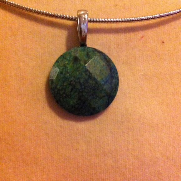 Genuine African Turquoise pendant on silver - Picture 3 of 3