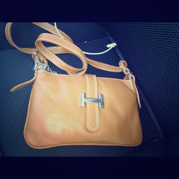 Brown leather cross body bag