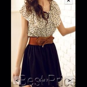 ❤❤❤Polka Dot Dress with belt and black jumpsuit😍