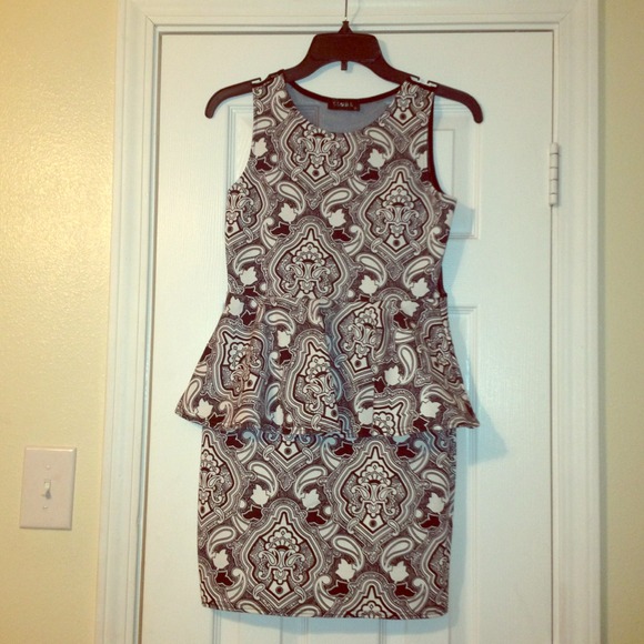 Club L Peplum Press Print Dress