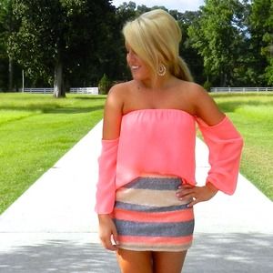 Neon off shoulder top.