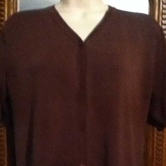 JM Studio Brown Silk Cardigan Size 16