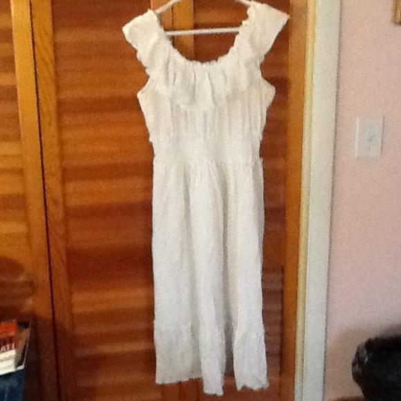 White, flowing dress.