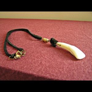 Buffalo Teeth Bone Deer Skin Necklace