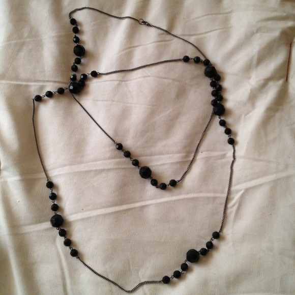 🔲SOLD🔲 Black Beaded Long Necklace