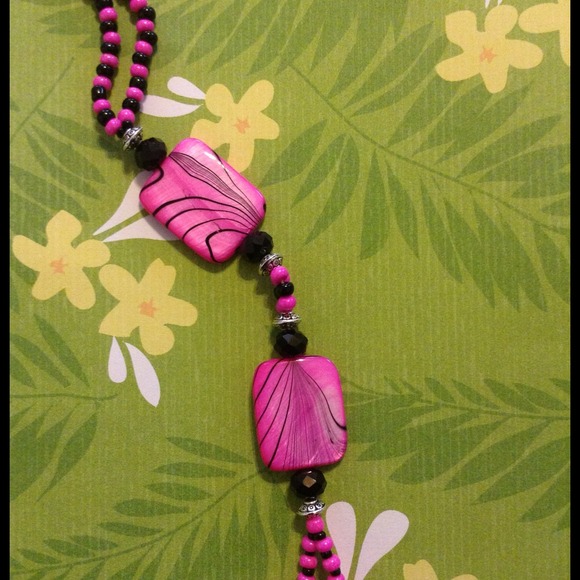 Hot pink & black beaded jewelry barefoot sandals