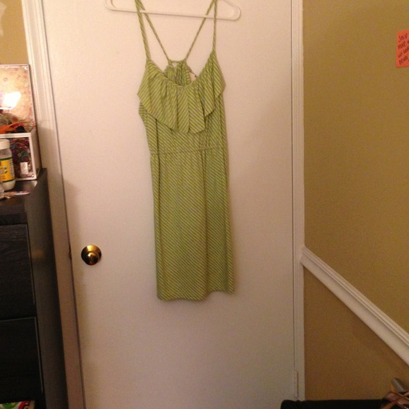 Green and gray striped strappy dress