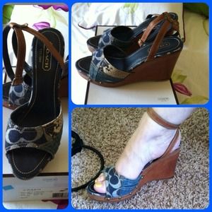 Coach denim wedges