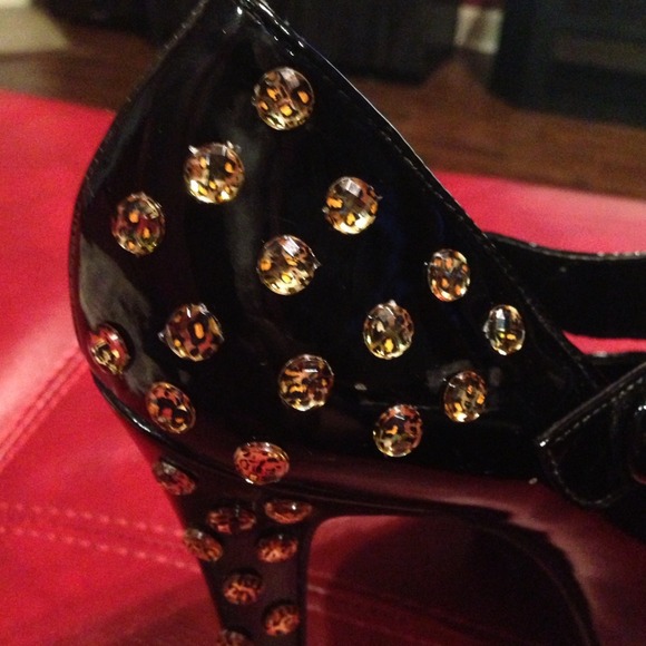 ✨DIY GLAM✨Black patent leather pump+LEOPARD BLING - Picture 2 of 4