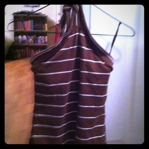 Brown and white striped halter from The Limited