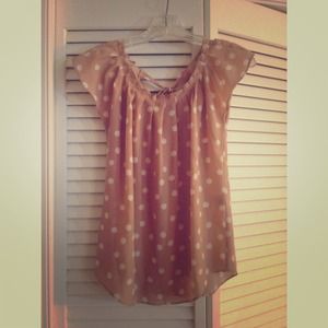 Lauren Conrad Blush Polka Dot Blouse