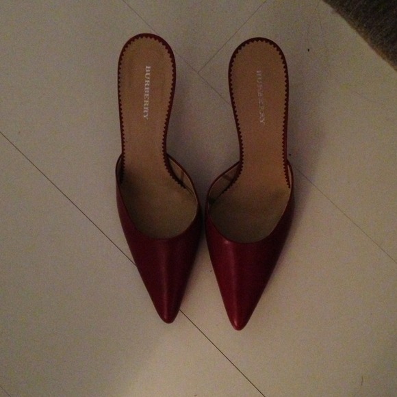 Burberry red mule 3 inch shoes