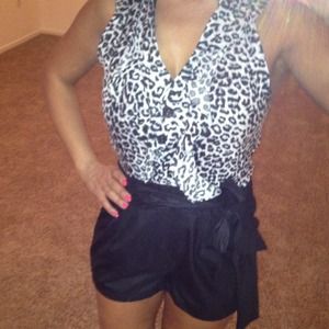 Black and leopard Romper