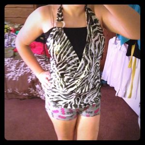 Shiny zebra pattern dress shirt