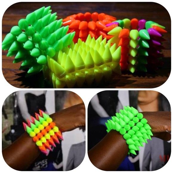 Neon spiked bracelets