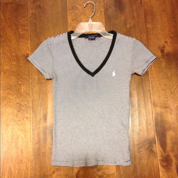 Ralph Lauren sport v-neck tee! Black/white SOLD!!!