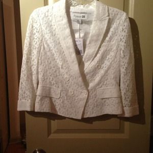 Forever 21 blazer M white eyelet NEW