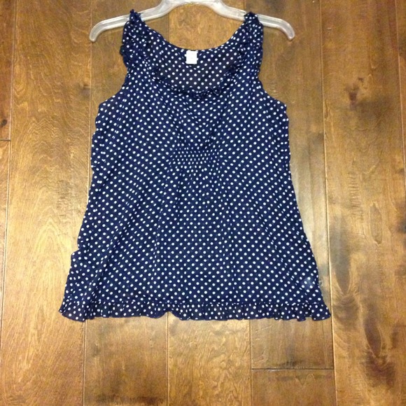 Navy with white polka dot sheer top!! SOLD!!!!