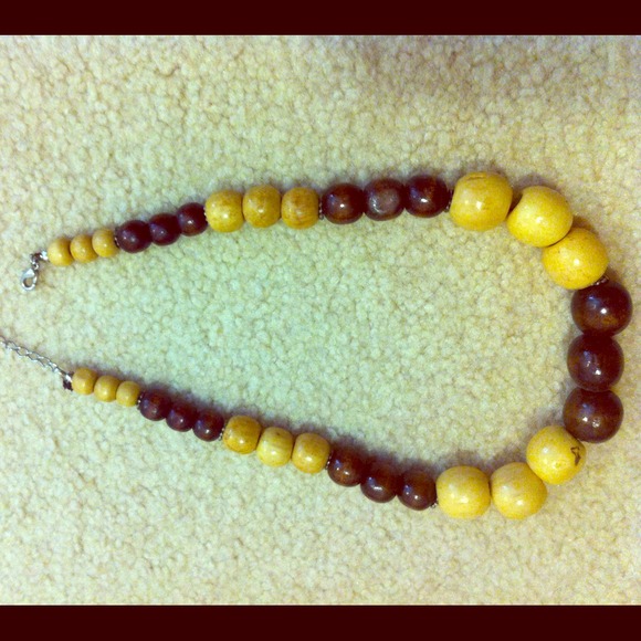 Natural wood bead necklace