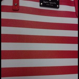 Kate Spade Canvas Coated Red/White Large Tote