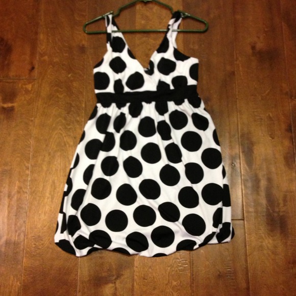 Cute white with black polka dots bubble dress SOLD