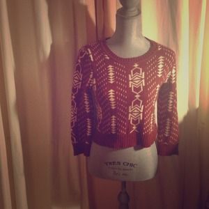 SOlD.tribal crop sweater.