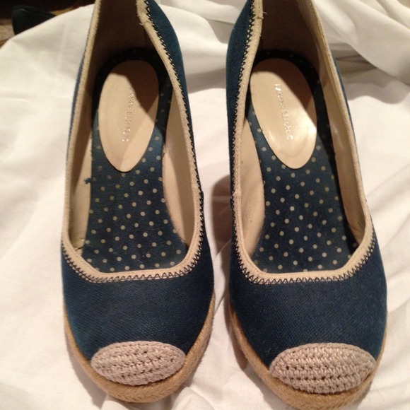 Sold on eBay. Banana Republic navy wedge heels.