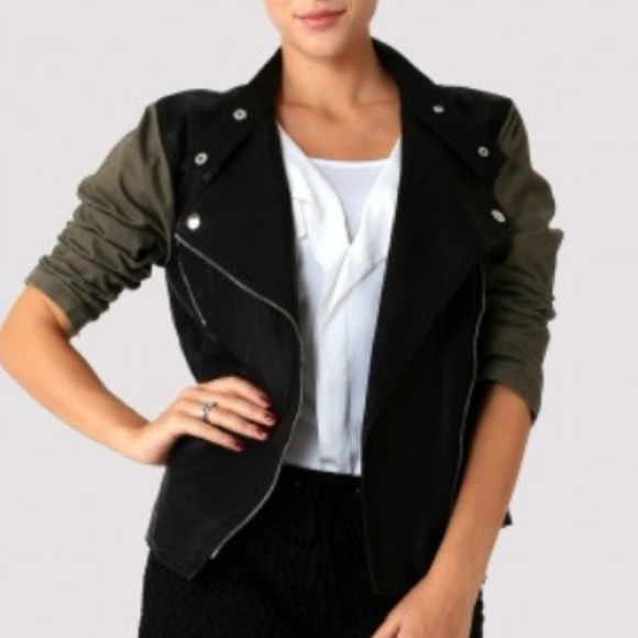 Faux leather motto jacket