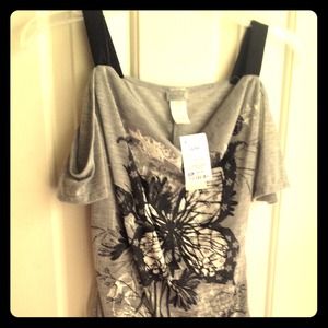 Grey cold shoulder top