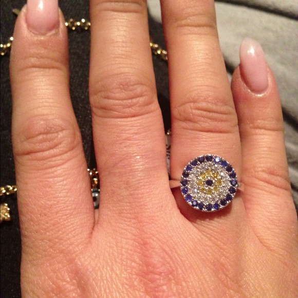 Silver evil eye ring. One of a kind. 925 sterling - Picture 1 of 4