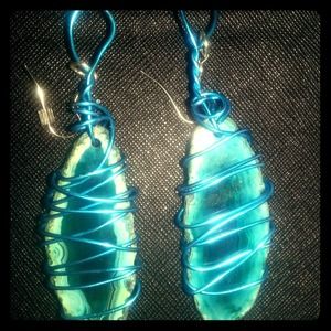 Icy Blue Handmade  Wire Earrings