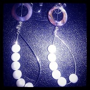 Pearl And Wire Handmade Earrings