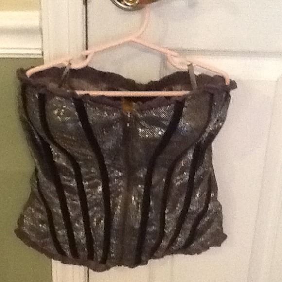 Beautiful corset shirt silver with black 🌸🌸
