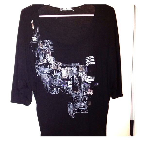 Guess swoop neck loose top