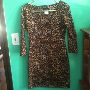Cheetah print, three quarter sleeve dress