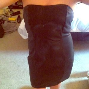 Black, fake leather dress