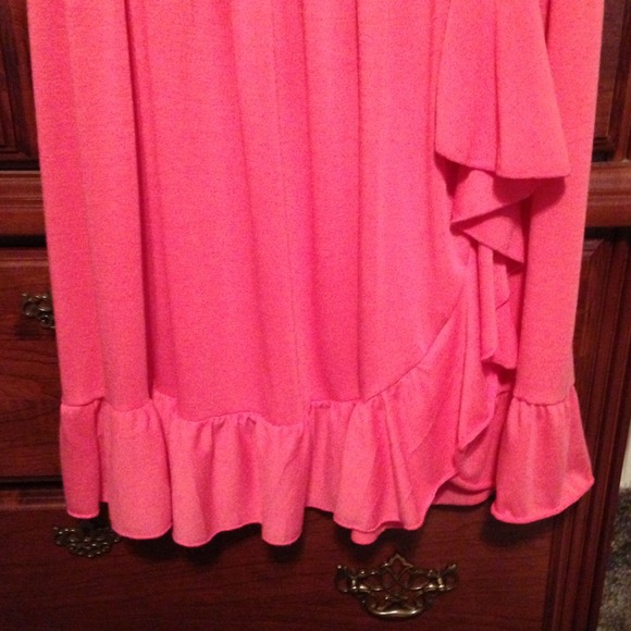 Peach Strapless Ruffle Dress - Picture 2 of 4