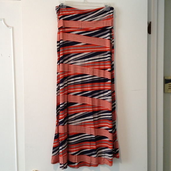 Orange and blue striped skirt