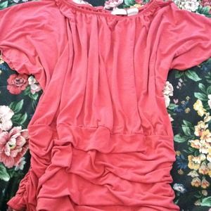 Cute pink batwing and draped bottom top