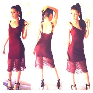 Burgundy/Maroon Lace Midi Dress!!