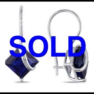 Square Lab- Created Sapphire Swirl Drop Earring