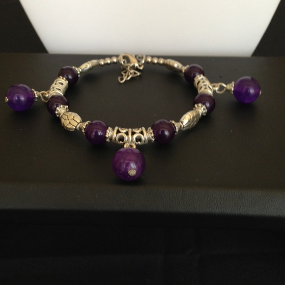 Dark Purple JADE Necklace, Bracelet Set - Picture 2 of 4